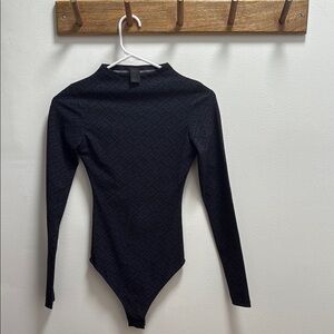Fendi x SKIMS Black Fitted Long Sleeve Bodysuit